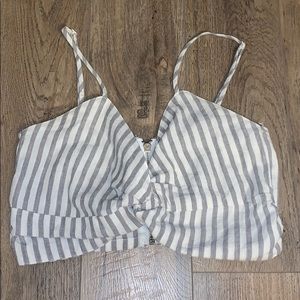Cropped Striped Spaghetti Strap Shirt